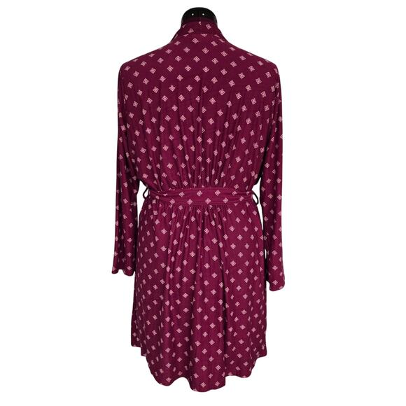 Women's Lounge House Maroon Geometric Pattern Belted Robe | Size Small/Medium - Picture 2 of 11